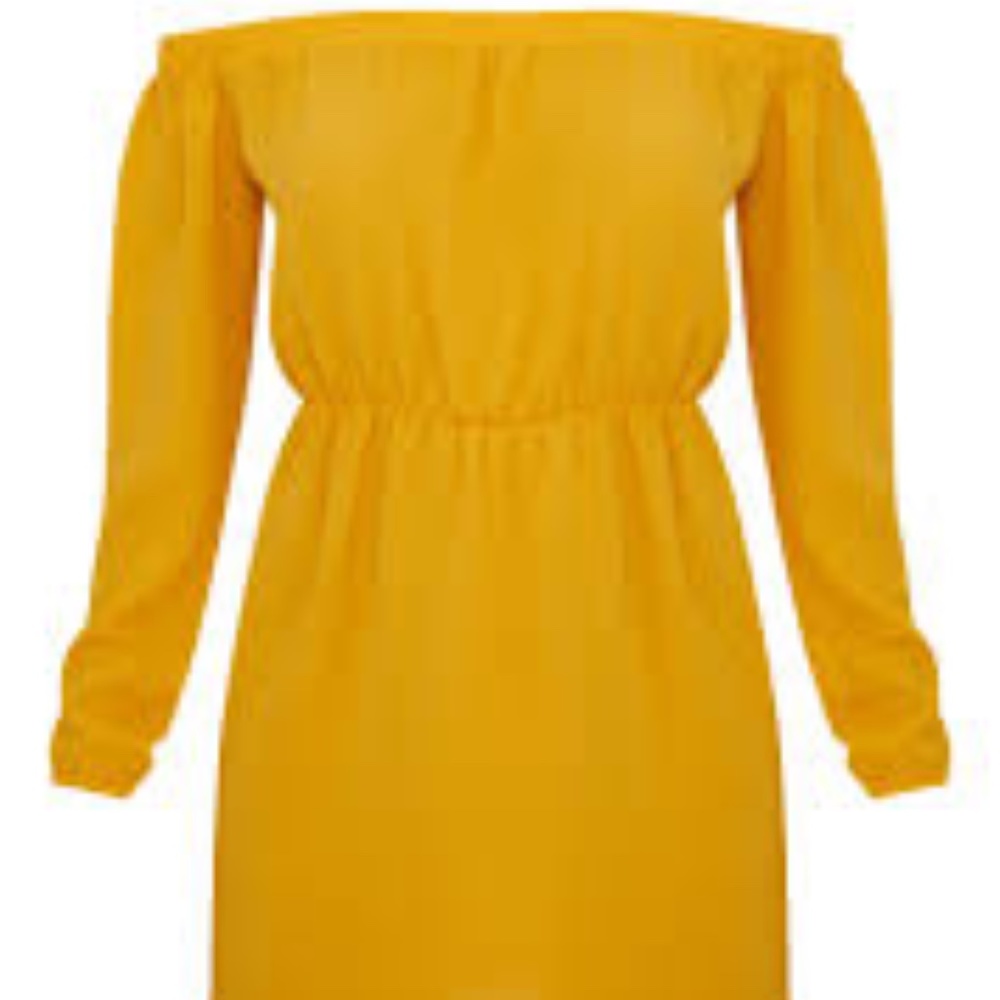 Mustard Puff Sleeve Dress